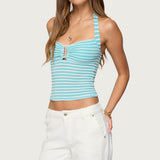 Lovina Textured Striped Halter Top