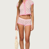 Elisa Open Knit Button Up Top