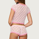 Elisa Open Knit Button Up Top