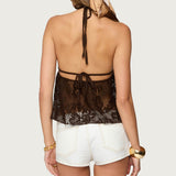 Sheer Crochet Babydoll Halter Top
