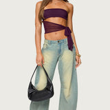 Amaro Strapless Side Tie Cut Out Top