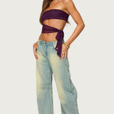 Amaro Strapless Side Tie Cut Out Top