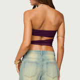Amaro Strapless Side Tie Cut Out Top