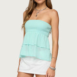 Harleigh Ruffled Linen Look Tube Top
