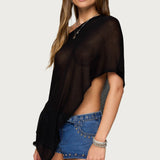 Azalia Asymmetric Knit Poncho