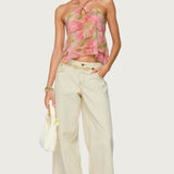 Dragon Lily Layered Chiffon Halter Top