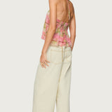 Dragon Lily Layered Chiffon Halter Top