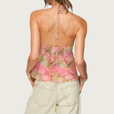 Dragon Lily Layered Chiffon Halter Top