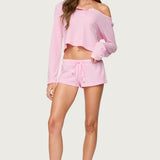 Teddy Cropped Waffle Top