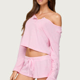 Teddy Cropped Waffle Top