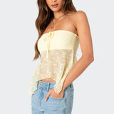 Embroidered Sheer Strapless Top
