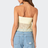 Embroidered Sheer Strapless Top