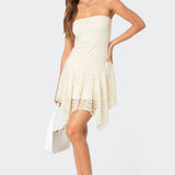 Sandia Asymmetric Lace Mini Dress