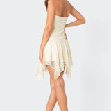 Sandia Asymmetric Lace Mini Dress
