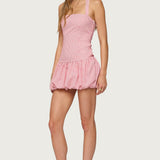 Pinstripe Bubble Skirt Mini Dress