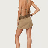 Lukka Backless Halter Wrap Mini Dress