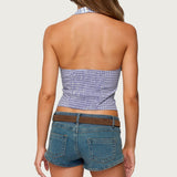 Evan Gingham Button Up Halter Top
