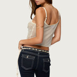 Onya Iridescent Sheer Knit Top