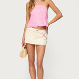 Ayva Embroidered Floral Bead Halter Top
