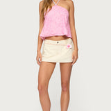 Ayva Embroidered Floral Bead Halter Top