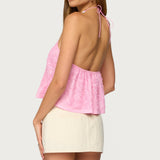 Ayva Embroidered Floral Bead Halter Top