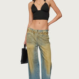 Aiva Backless Plunge Neck Halter Top