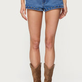 Grommet & Stud Denim Micro Shorts