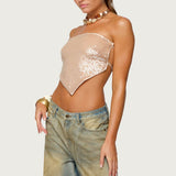 Sequin Backless Triangle Strapless Top
