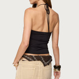 Carmel Bead Ruched Halter Top