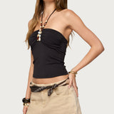 Carmel Bead Ruched Halter Top