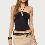 Carmel Bead Ruched Halter Top