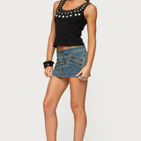 Ronan Zip Up Denim Mini Skort
