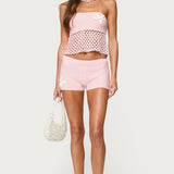 Tahna Flower Crochet Shorts