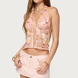 Mermaid Backless Sequin Split Front Top