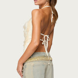 Reid Backless Sequin Cowl Neck Top