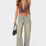 Deep Cowl Neck Open Back Top