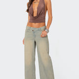 Deep Cowl Neck Open Back Top