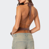 Deep Cowl Neck Open Back Top