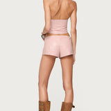 Elisha Lace Up Faux Leather Halter Top