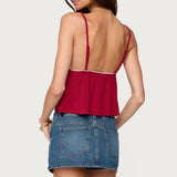 Kellyn Button Contrast Babydoll Top