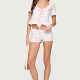 Janelle Striped Knit Tie Front Top