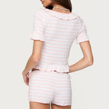 Janelle Striped Knit Tie Front Top