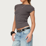 Oliana Ribbed Boat Neck T Shirt