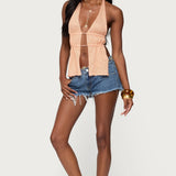 Frayed Vintage Washed Denim Shorts