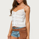 Chrissa Embroidered Cotton Ruffle Top