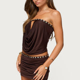 Giana Iridescent Strapless Cowl Neck Top