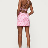 Ayv Sequin Floral Backless Mini Dress