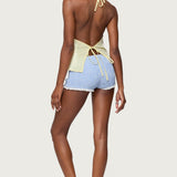 Oliviana Linen Look Halter Top
