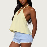 Oliviana Linen Look Halter Top