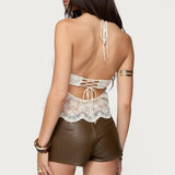 Amarie Sheer Lace Halter Top